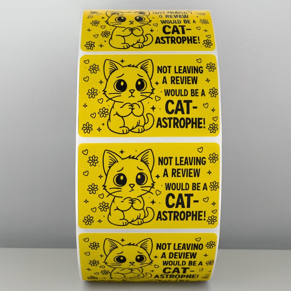Cat Review Stickers – Cute Not Leaving a Review Would Be a Catastrophe Labels - Picture 2 of 11